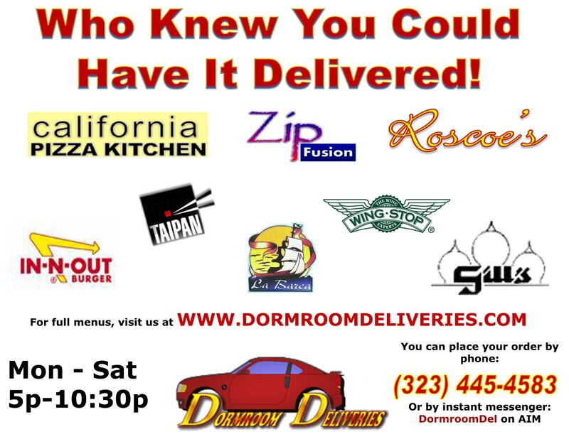 All restaurants composite flier from Dormroom Deliveries