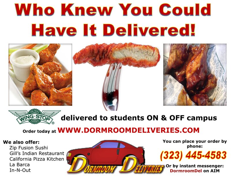 Wingstop flier from Dormroom Deliveries
