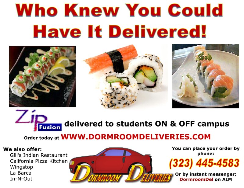 Zip Fusion flier from Dormroom Deliveries